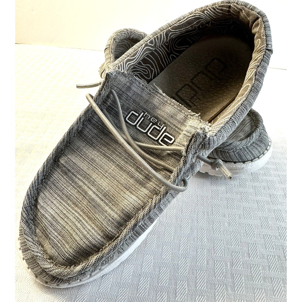 Ultra-lightweight Hey Dude Linen Stone Kids Sku 130130704 Shoes Size Y1-L2